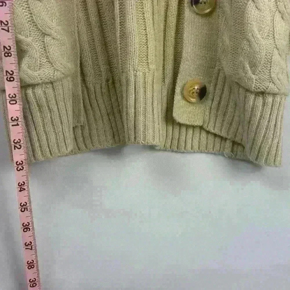 Long Sleeve Cable Knit Sweater Open Front Cardigan fall preppy eclectic grandpa - Picture 4 of 5